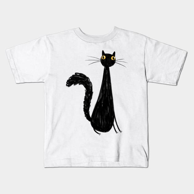 Black Kitty Kids T-Shirt by Sophie Corrigan